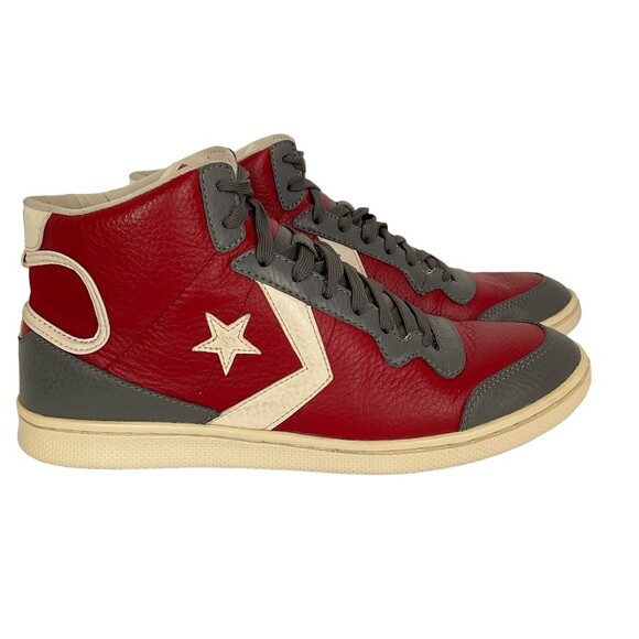 Converse Cons Men’s 10.5 Red Gray White High Top Sneakers Vintage Authenticated - Picture 1 of 11